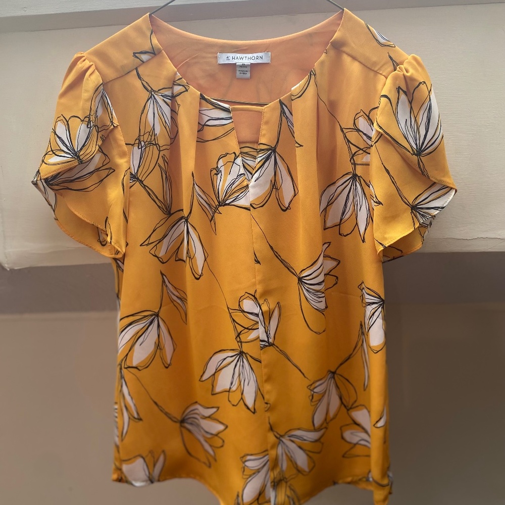 41 Hawthorn Yellow Floral Blouse XS
